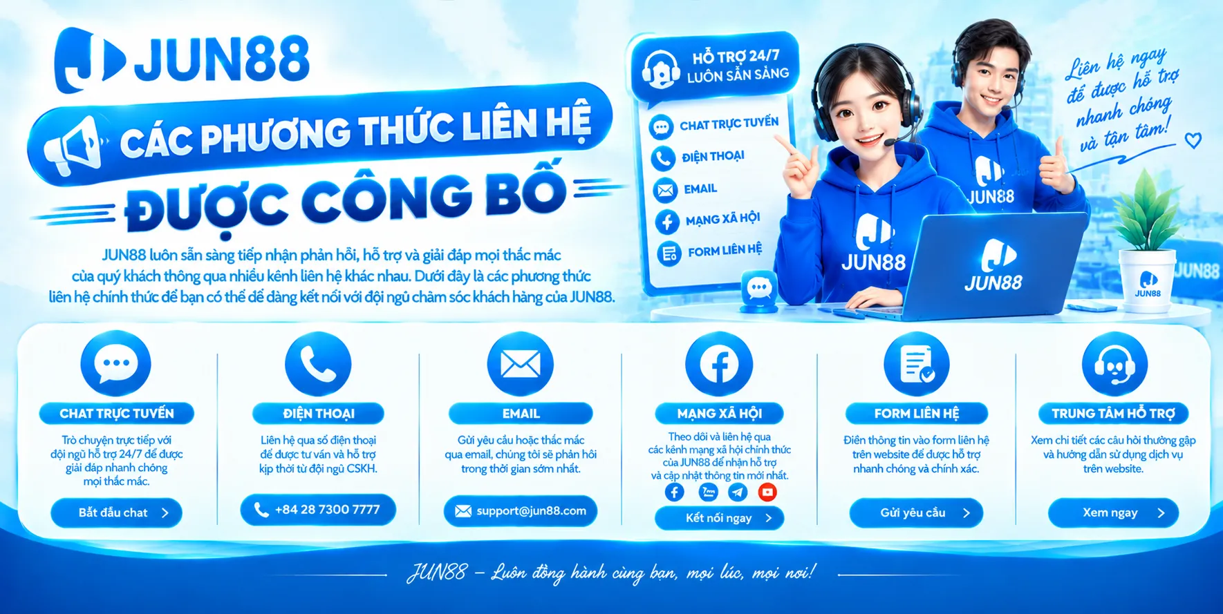 Các phương thức liên hệ được công bố