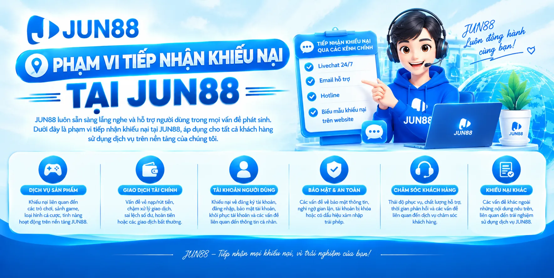 Phạm vi tiếp nhận khiếu nại tại JUN88